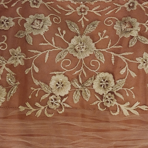 Elegant Peach Kids Dress with Floral Embroidery - Picture 4 of 5